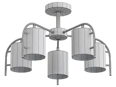 escada-671-5p five light brass ceiling fixture with clear gla... 3D model