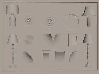 Modern Table and Wall Light Set 3D model