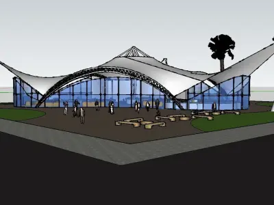 Market center in nature 3D model