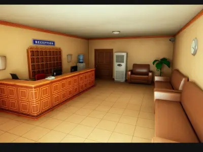 Stylized Motel Low-poly 3D model