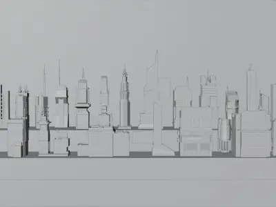 21 Low Poly Sci-Fi Buildings Low-poly 3D model