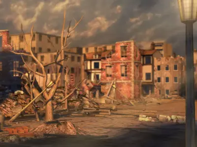 The ruins ruins cities waste fragments 3D model