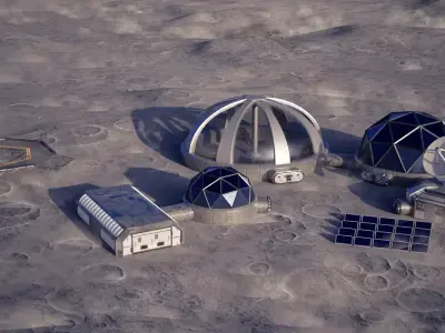 Lunar Base Low-poly 3D model