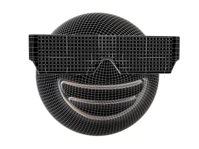 Beaming Face With Future Technology Glasses v2 003 Low-poly 3D model