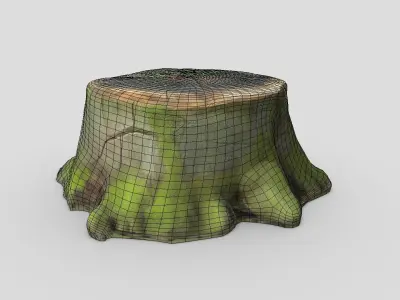Tree Stump  Mossy Low-poly 3D model