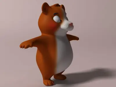 Cartoon Hamster Rigged  Low-poly 3D model