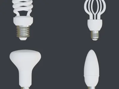 Light bulbs collection Low-poly 3D model