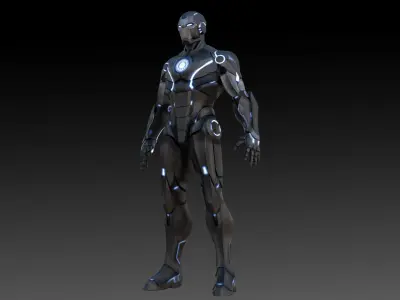 Iron Man Stealth Suit 3D Model Game Ready Fully Rigged Low-poly 3D model