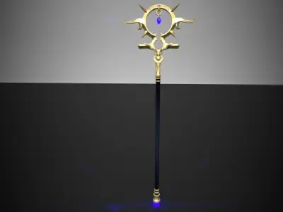 Magic space staff weapon Low-poly 3D model