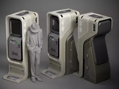 Sci-fi Console X2 PBR Low-poly 3D model