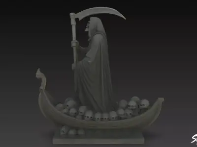 Death Reaper Statue Ferryman Pose Low-poly 3D model