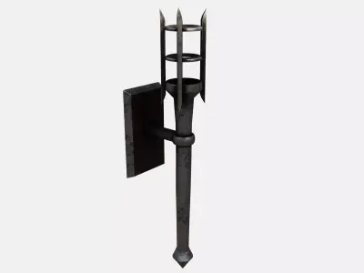 Medieval Torch Low-poly 3D model 20