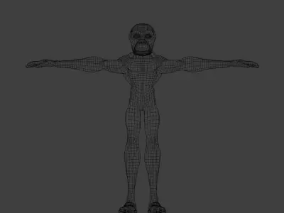 Humanoid Blue Alien RIGGED Low-poly 3D model