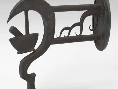 Medieval Herbalist Stylised Sign Low-poly 3D model