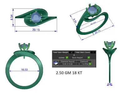 Women Ring  Render 3dm STL OBJ FBX Details 3D print model 123