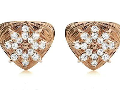 Triangle Flower Light wt Pendant Earrings Set 3dm stl obj mtl  3D print model