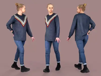 City Wanderer Casual Girl Walking 3D model