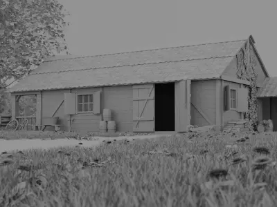 Modular Medieval Cottage Asset pack Low-poly 3D model
