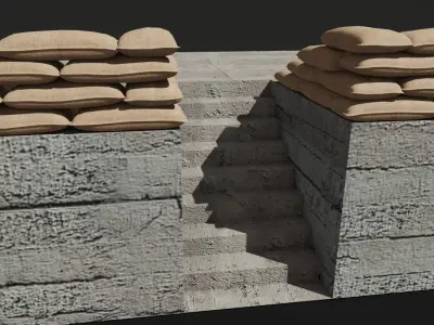 Sand Bag and Ladder - Bunker - Sacos de Areia 3D model
