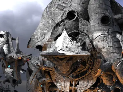 Transformer colossal structure city Low-poly 3D model