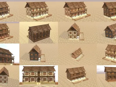Mdeieval house 14 collection 3D Model Pack