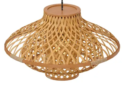 Chandelier Light fixture Round Wicker Rattan Lampshade 3D model