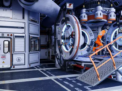 Modular sci-fi spaceship interior 3D model 3D model