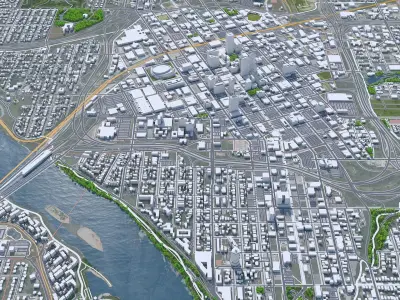 Tulsa Downtown Oklahoma USA Low-poly 3D model