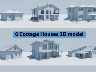  Cottage Houses  Collection  Low-poly 3D model