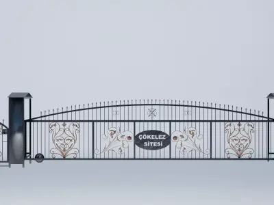 Rail Wrought Iron Garden and Apartment Gate 3D model