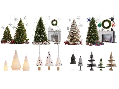 Christmas Trees Collection Low-poly 3D model