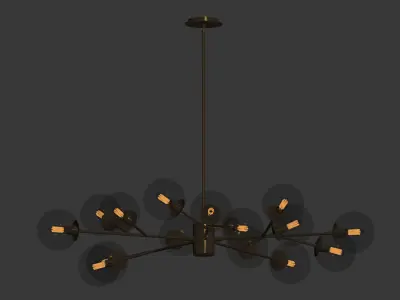 Orion 15 Light Pendant in Gold Black 3D model