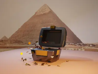 stylized Treasure Chest with coins  animation for games low poly Low-poly 3D model