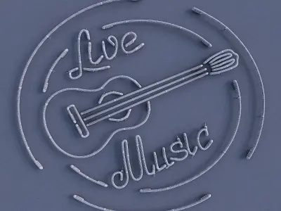 Live Music Neon Sign Low-poly 3D model