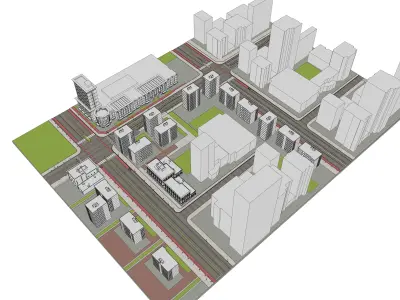 Cityscape Building Exterior Scene 3D model