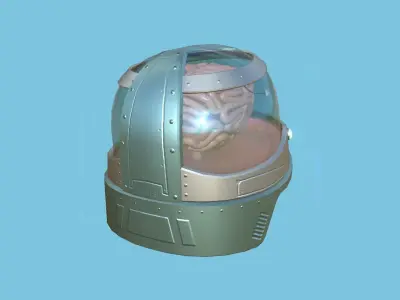 SciFi Brain Helmet 01 Aluminum - Character Design Fashion Low-poly 3D model