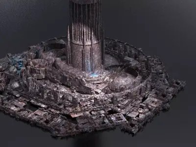 Steampunk medieval Ages architecture 6 3D model