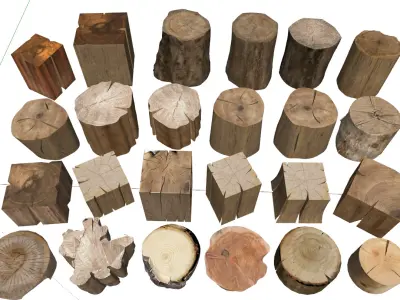 Modern log stumps 3D model
