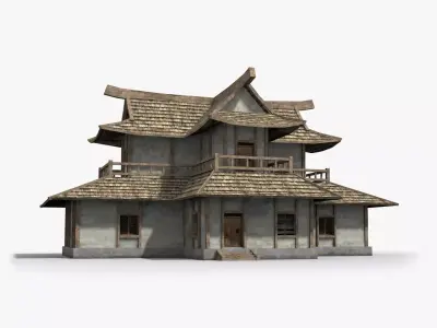Ancient house x4 Low-poly 3D model