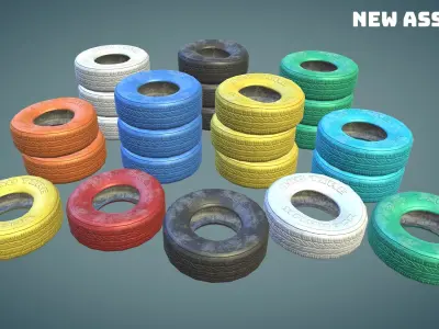 Construction prop sets Low-poly 3D model