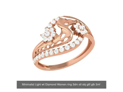 36 Minimalist Light wt Diamond Women ring 3dm stl obj gltf glb  3D Model Pack