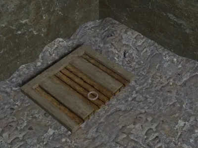 Trapdoor wooden floor Free low-poly 3D model