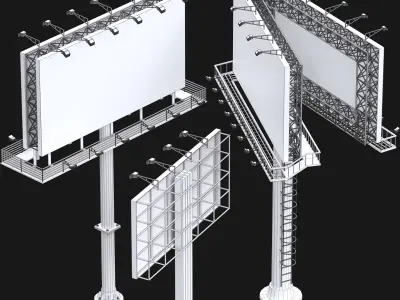 Street and Road Billboard Set 02 Low-poly 3D model