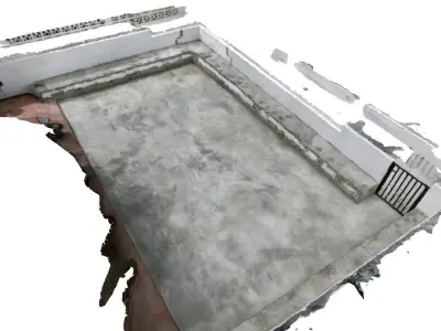 Concrete terrace  Low-poly 3D model