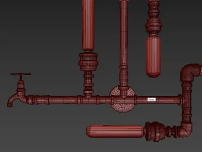 Wall lamp made of pipes LOFT 3D model