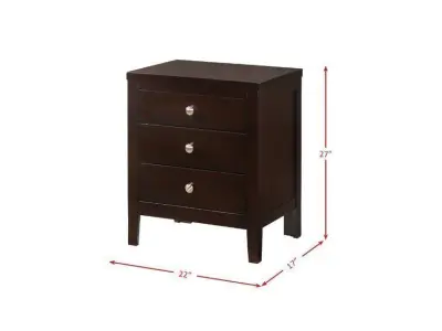 Conrad 3 - Drawer Solid Wood Nightstand 3D model