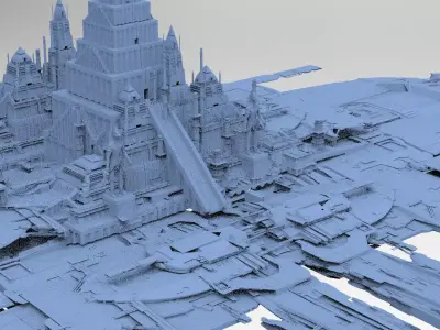Alien Ship Over Colossal Gods Pyramid 2  3D model