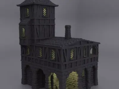 Small Village Prison Tabletop Terrain 28 mm 3D print model