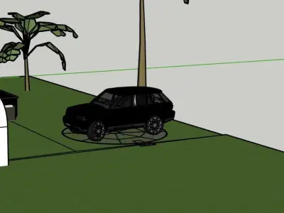 modern house with cars 3D print model