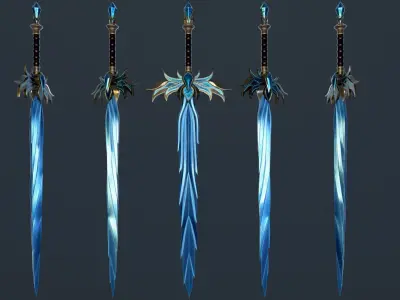 Ice Sword Low-poly 3D model